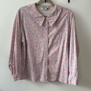 Paradox Pink Floral Button-Front Blouse 100% Cotton Shirt